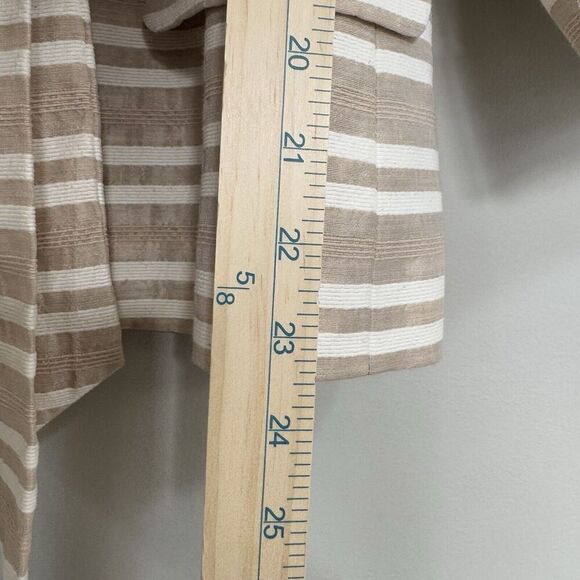 Jones New York Signature Tan Striped Jacket w Tie Belt Womens M Cotton Linen - Picture 5 of 9